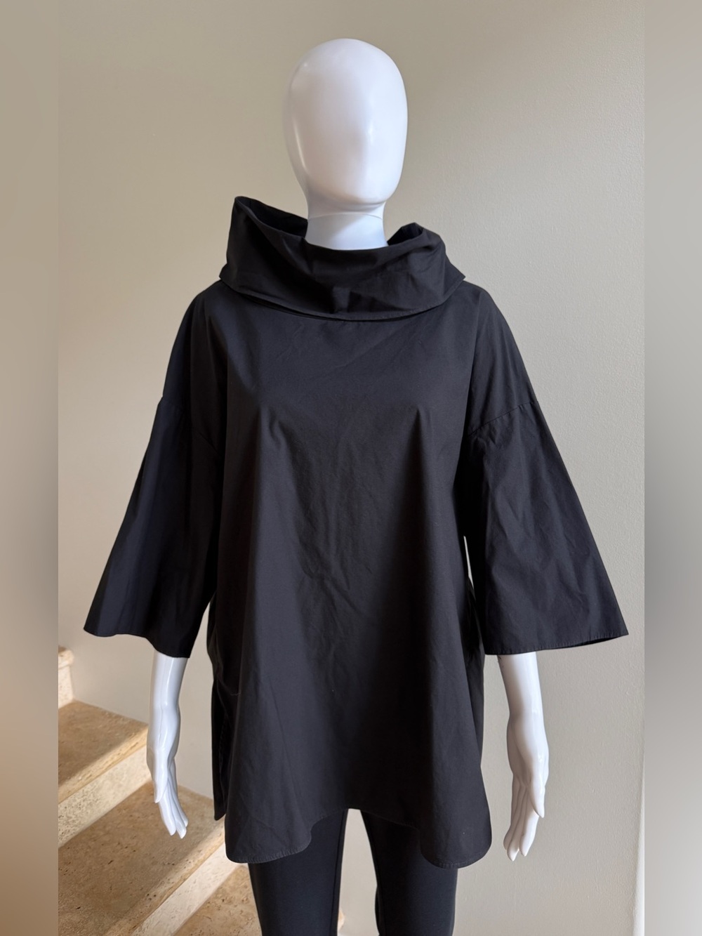 COS Cowl Neck Top Blouse Tunic Shirt Size 12, Black